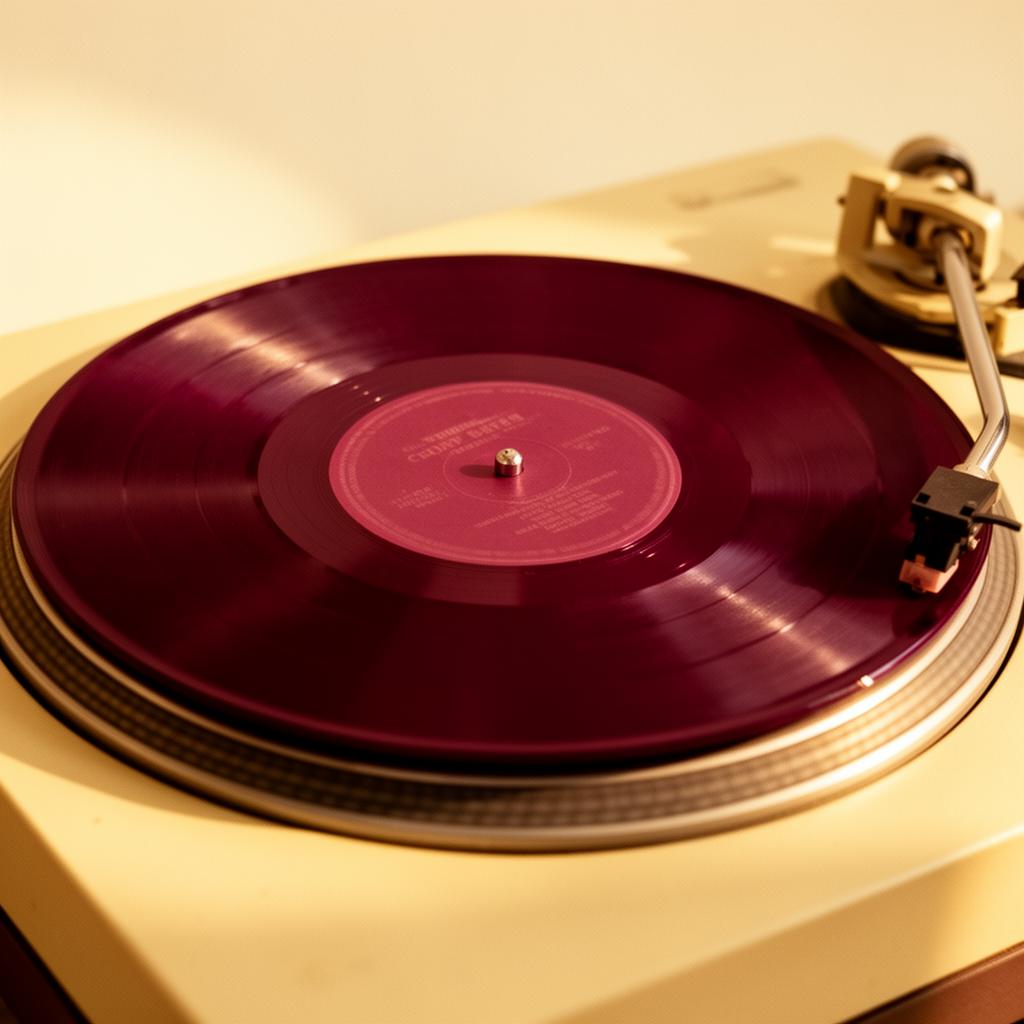 Vinyle bordeaux REFRAIN sur platine